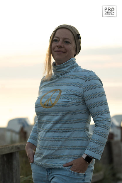 0,5m Bio-Jersey Charlie &quot;Big Hug&quot; Stripes babyblaugrau 