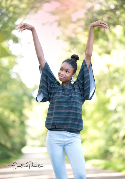 0,5m Bio-Jersey Charlie &quot;Big Hug&quot; Stripes dunkelgrau 