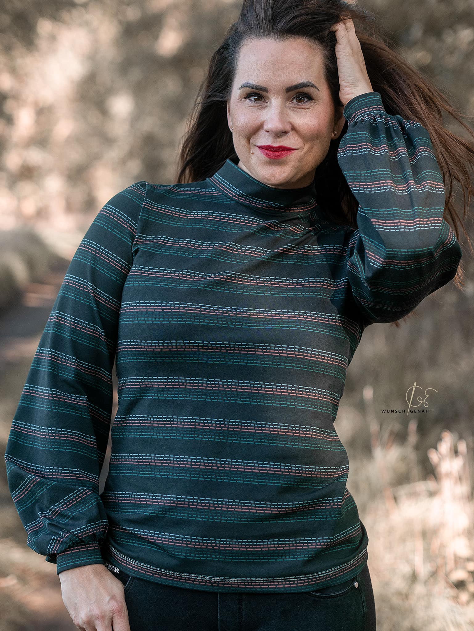 0,5m Bio-Jersey Charlie &quot;Big Hug&quot; Stripes dunkelgrau 