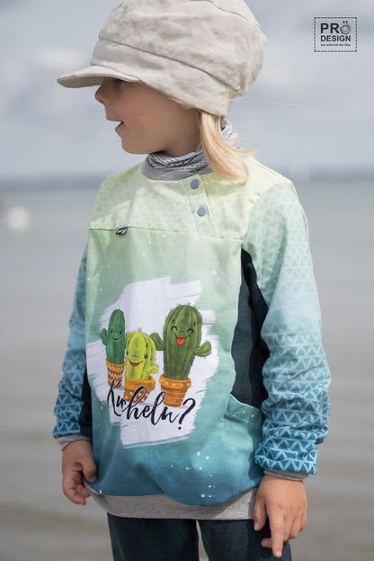 Bio-Jersey Kakteen &quot;Kuscheln?&quot; gelbblau 