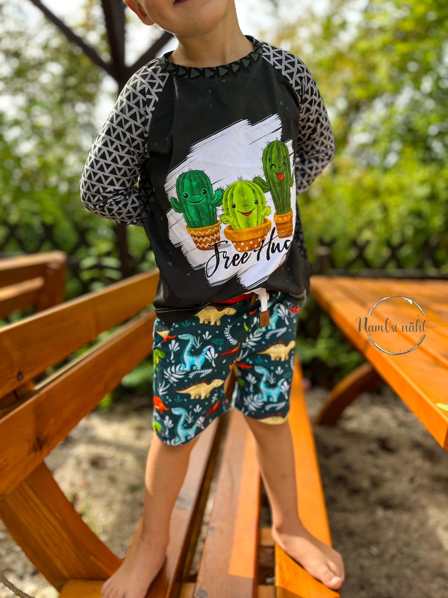 Bio-Jersey Kakteen &quot;Free Hugs&quot; anthrazit 