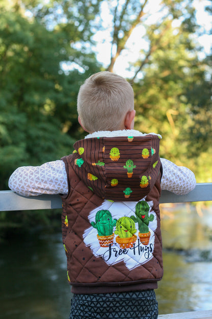 Bio-Jersey Kakteen &quot;Free Hugs&quot; mocca 