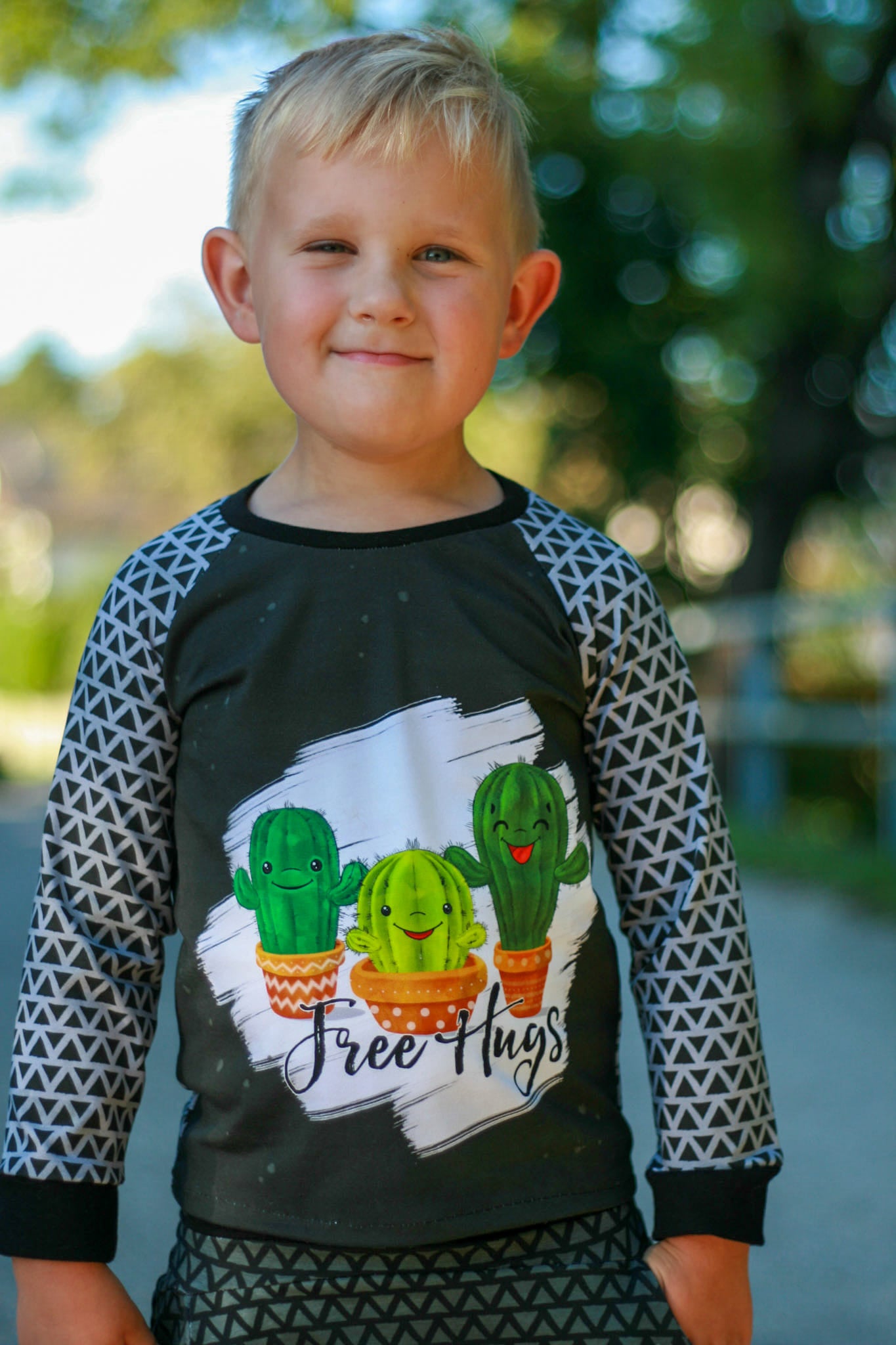 Bio-Jersey Kakteen &quot;Free Hugs&quot; anthrazit 