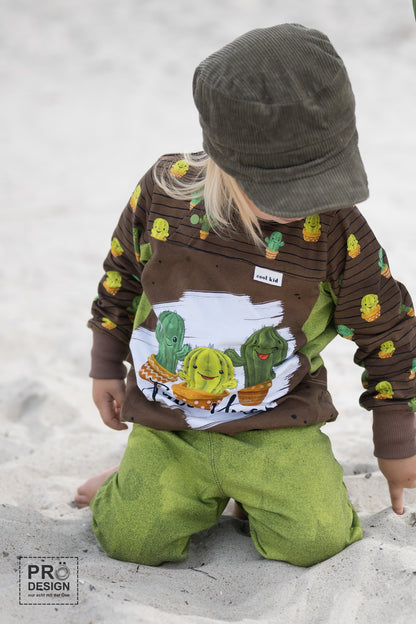 Bio-Jersey Kakteen &quot;Free Hugs&quot; mocca 