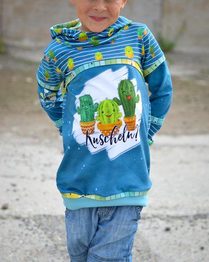 Bio-Jersey Kakteen &quot;Kuscheln?&quot; dunkelpetrol 