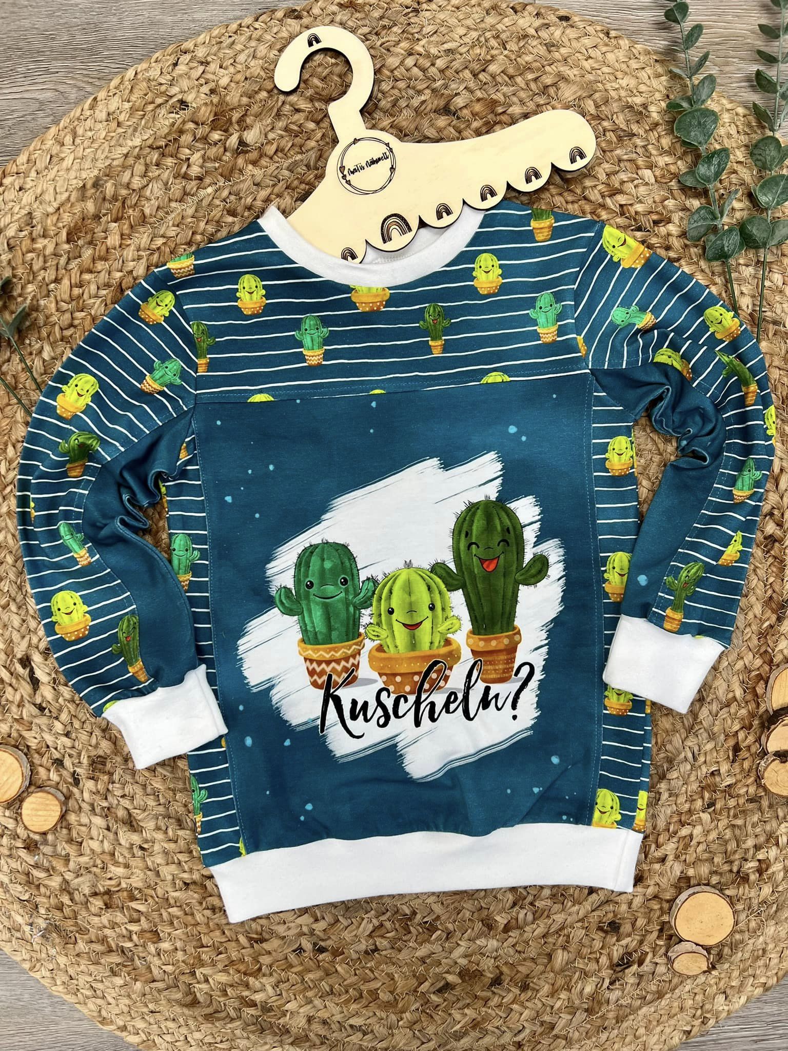 Bio-Jersey Kakteen &quot;Kuscheln?&quot; dunkelpetrol 