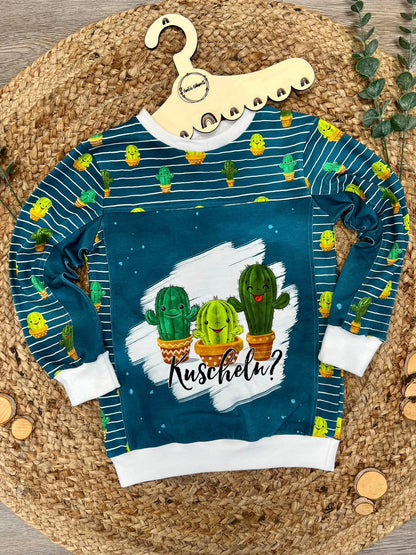 Bio-Jersey Kakteen &quot;Kuscheln?&quot; dunkelpetrol 