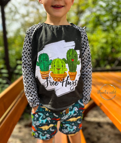 Bio-Jersey Kakteen &quot;Free Hugs&quot; anthrazit 