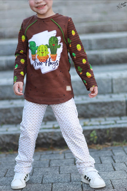 Bio-Jersey Kakteen &quot;Free Hugs&quot; mocca 