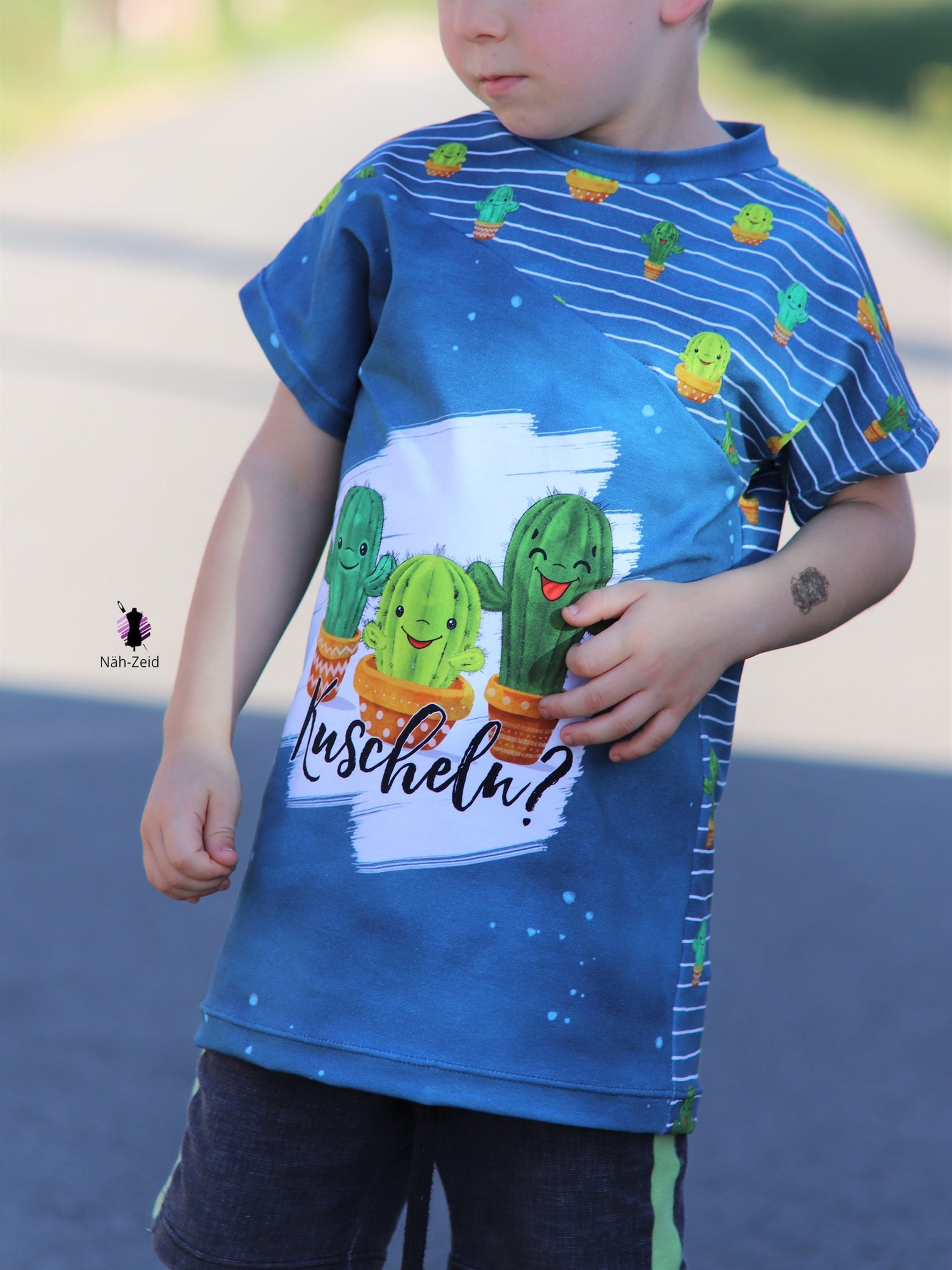 Bio-Jersey Kakteen &quot;Kuscheln?&quot; dunkelpetrol 