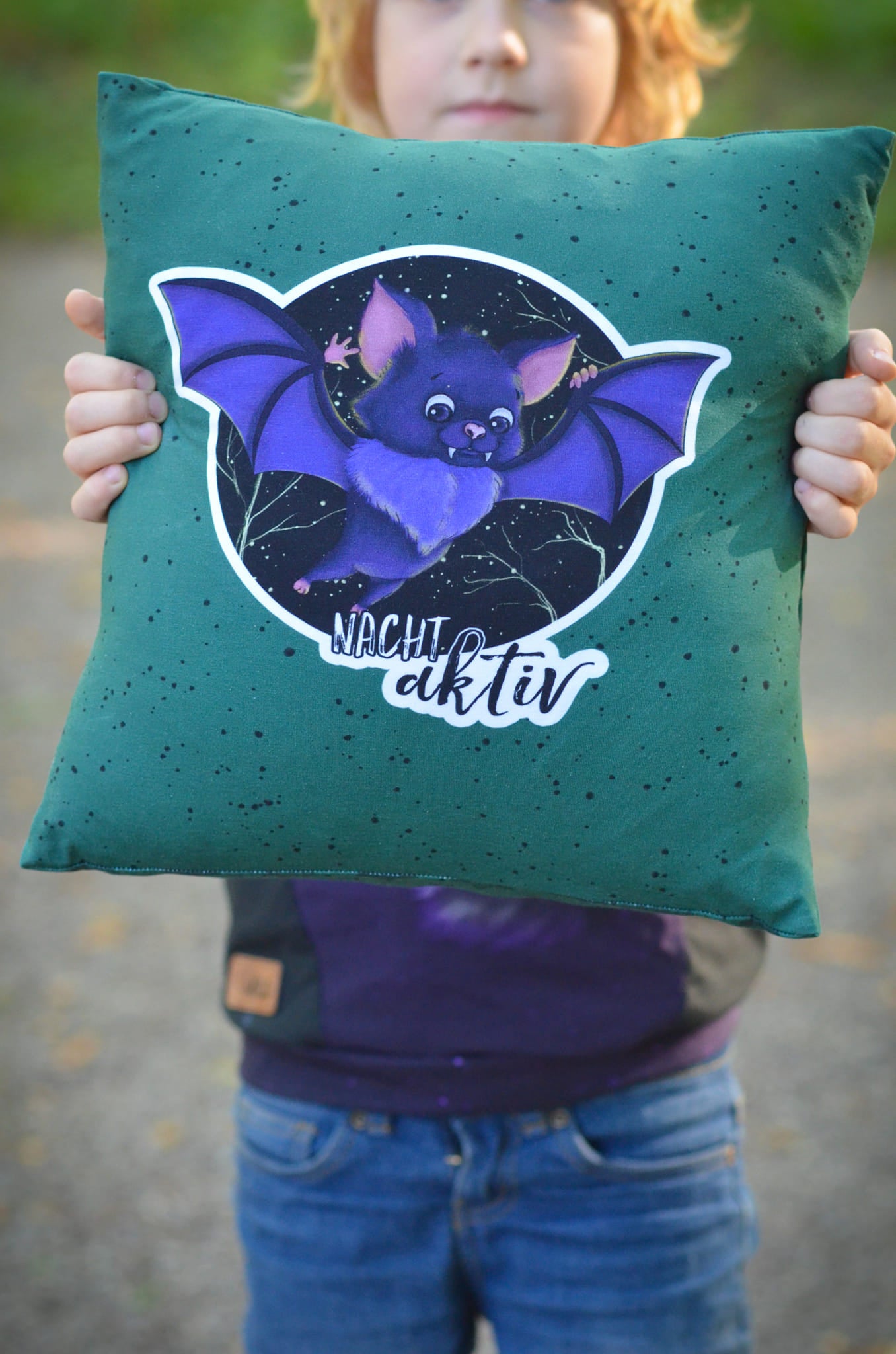 Bio-Jersey Fledermaus nachtaktiv dunkelsmaragd 