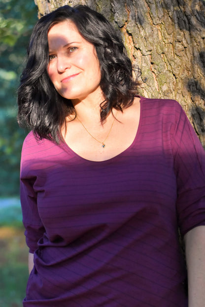 0,5m Bio-Jersey Fledermaus nachtaktiv Kombi-Stripes bordeaux 