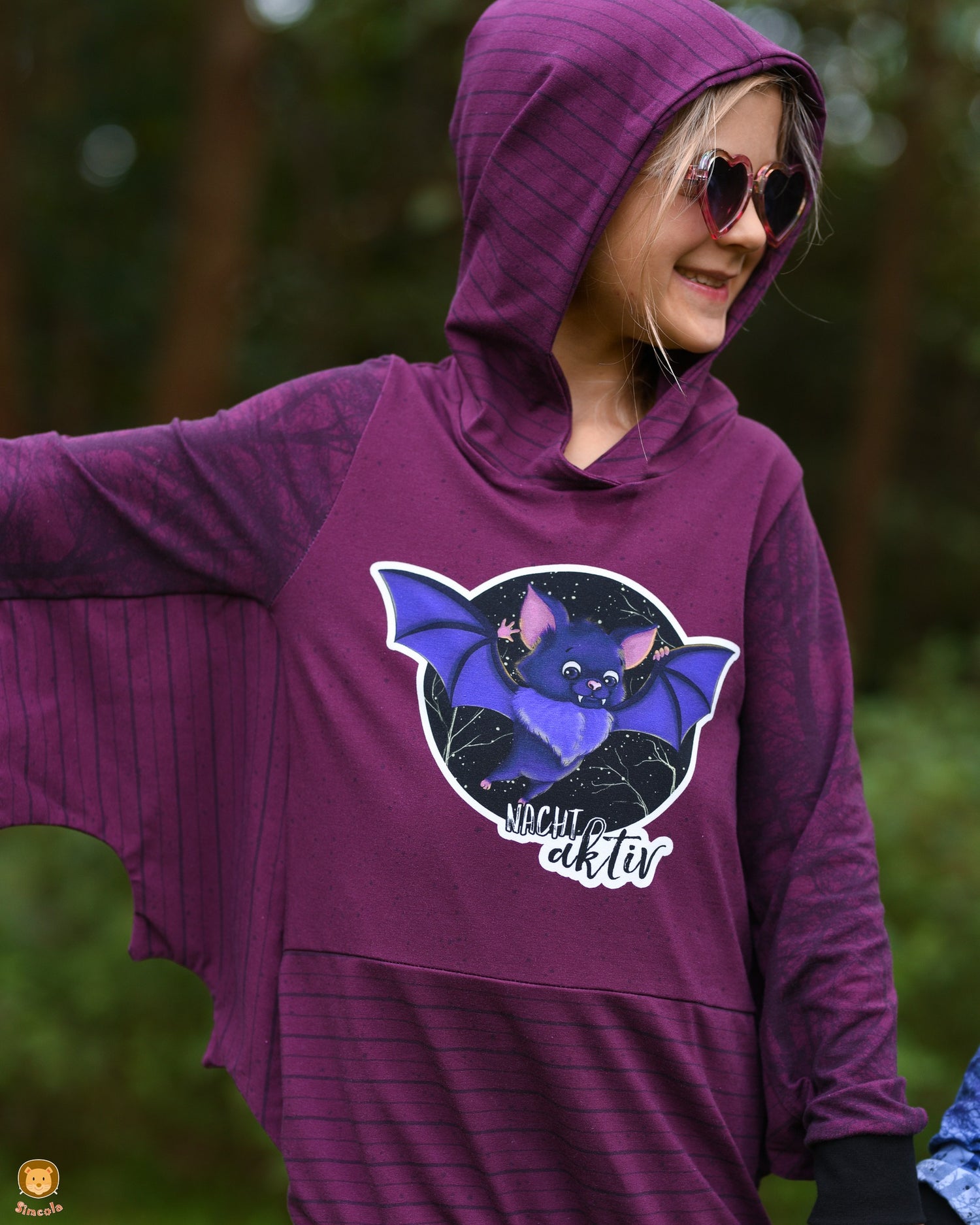 0,5m Bio-Jersey Fledermaus nachtaktiv Kombi-Stripes bordeaux 