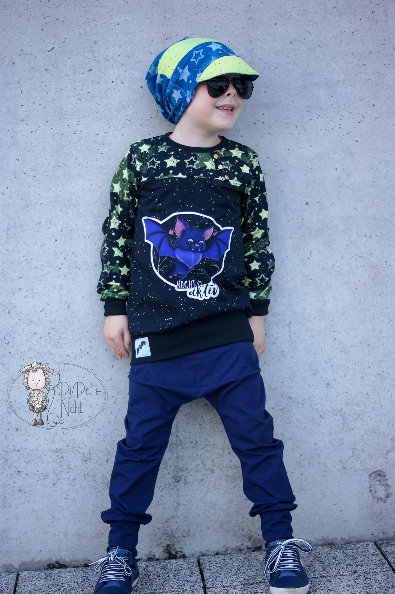 Bio-Jersey Fledermaus nachtaktiv schwarz-gold 