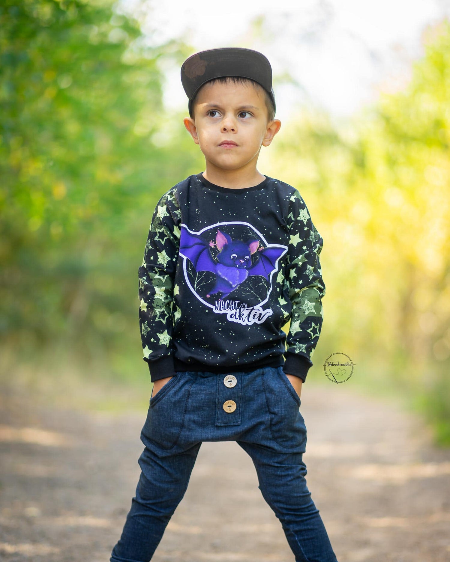 Bio-Jersey Fledermaus nachtaktiv schwarz-gold 