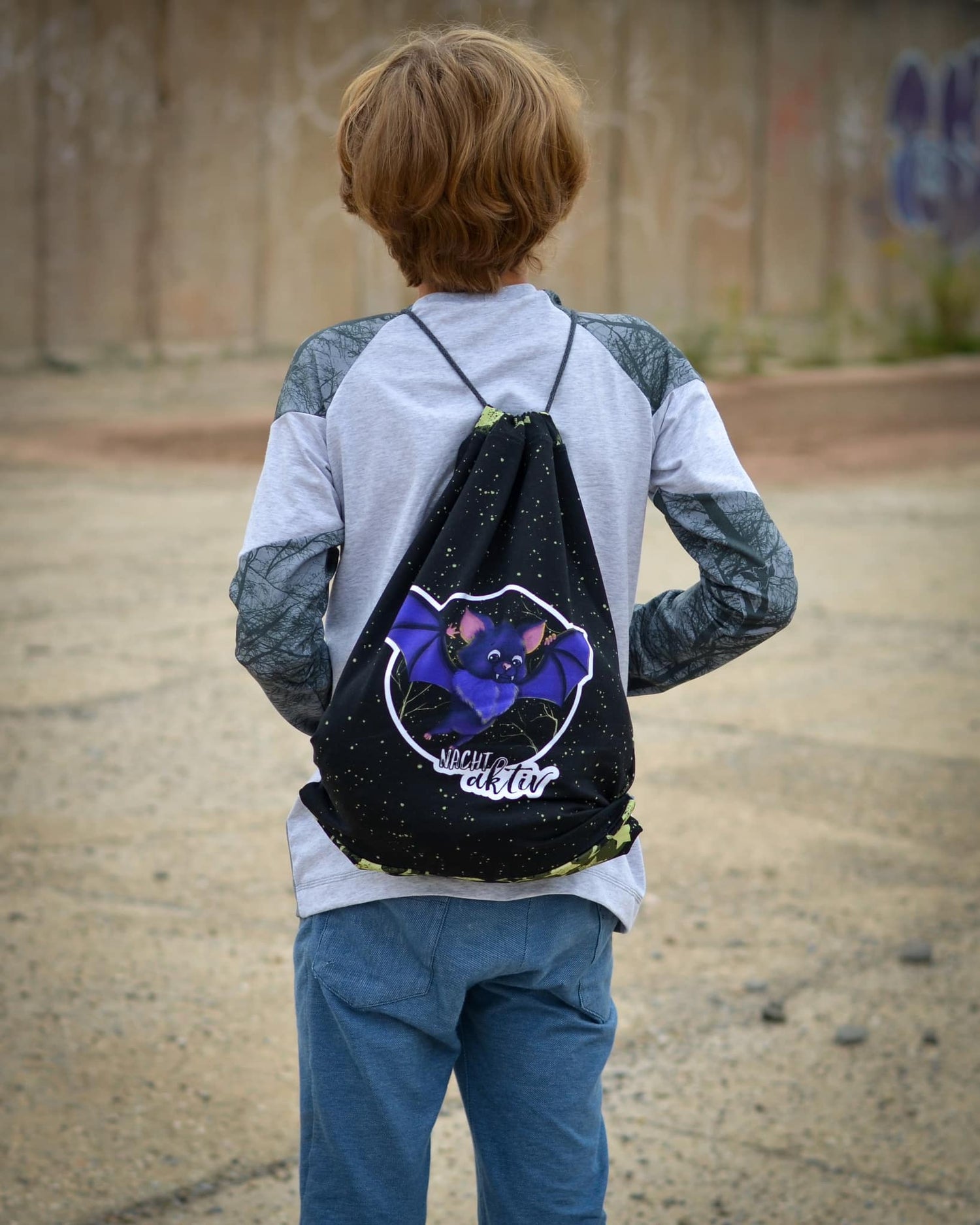 Bio-Jersey Fledermaus nachtaktiv schwarz-gold 