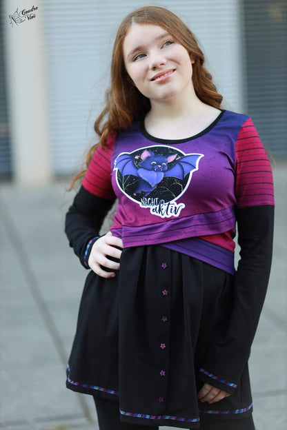 Bio-Jersey Fledermaus nachtaktiv Verlauf lila-pink 