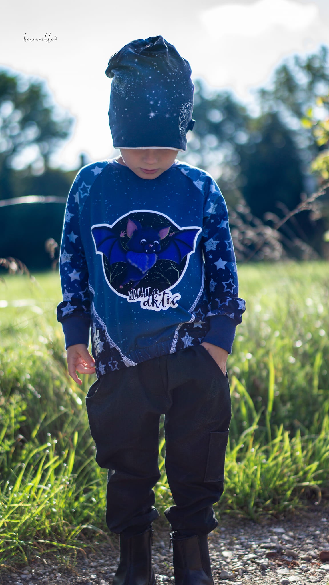 Bio-Jersey Fledermaus nachtaktiv Verlauf dunkelblau 