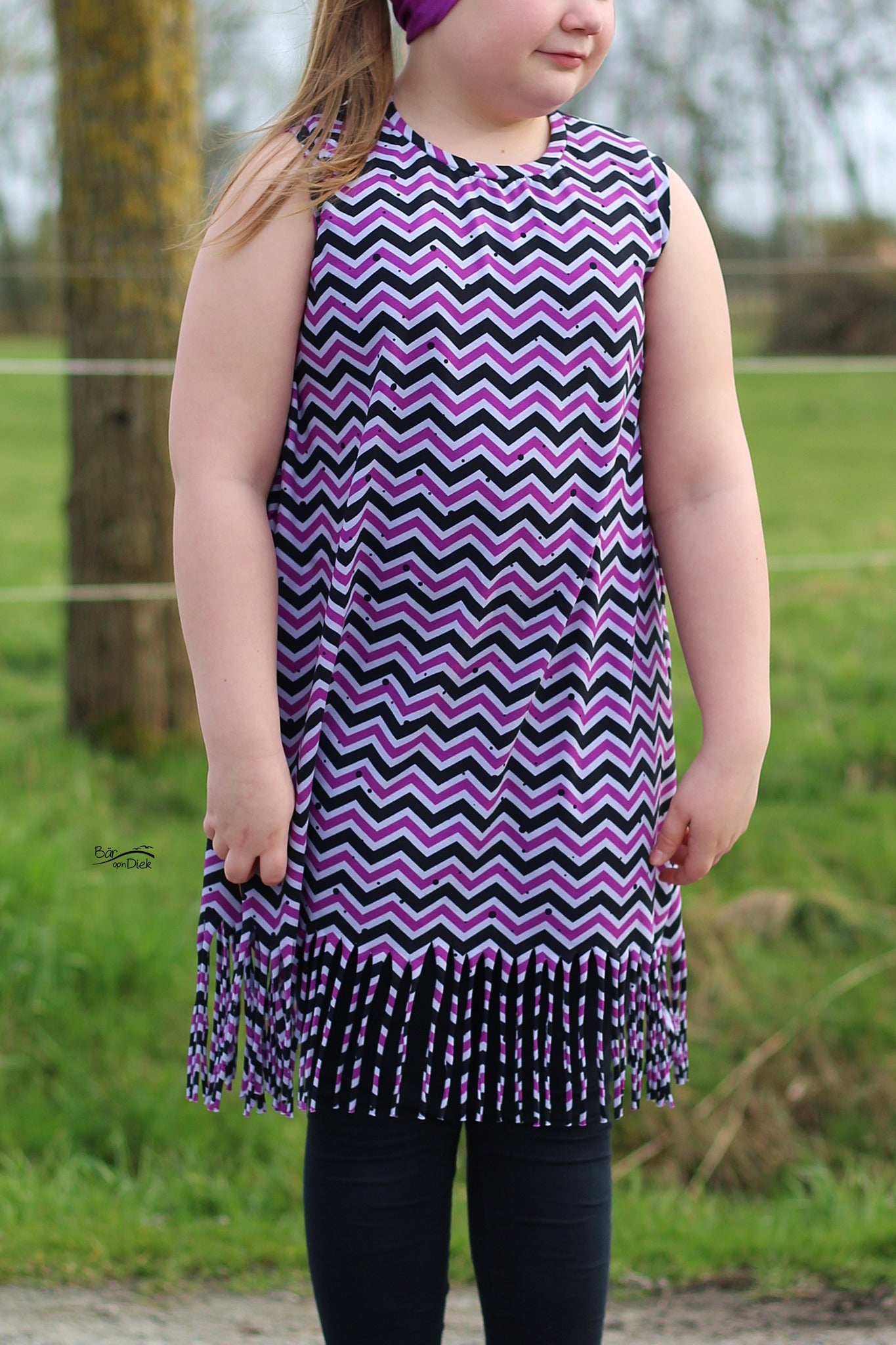 0,5m Bio-Jersey &quot;BEEP beep&quot; Chevron pink 