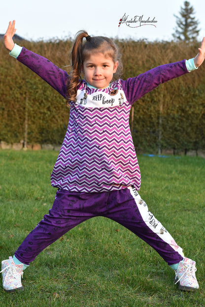 0,5m Bio-Jersey &quot;BEEP beep&quot; Chevron lila 