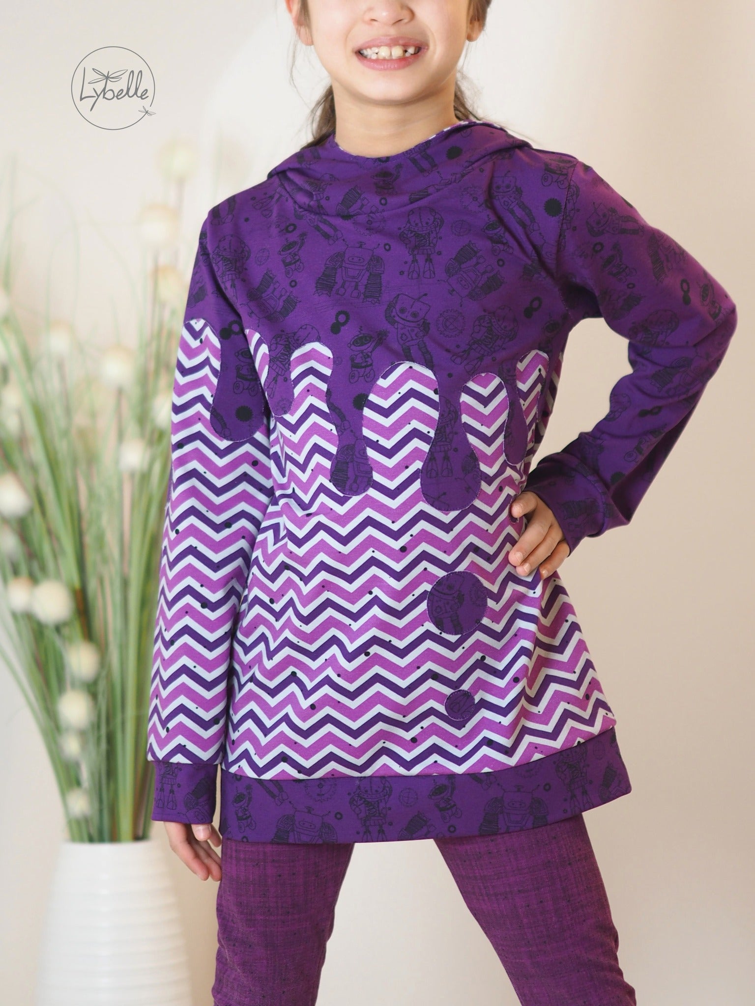 0,5m Bio-Jersey &quot;BEEP beep&quot; Chevron lila 