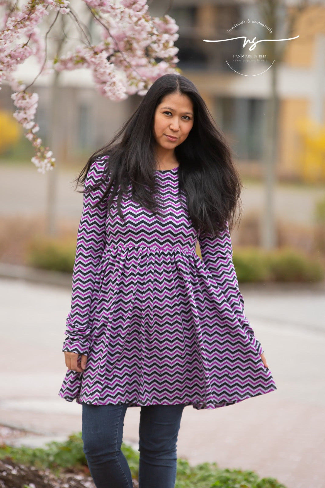 0,5m Bio-Jersey &quot;BEEP beep&quot; Chevron pink 