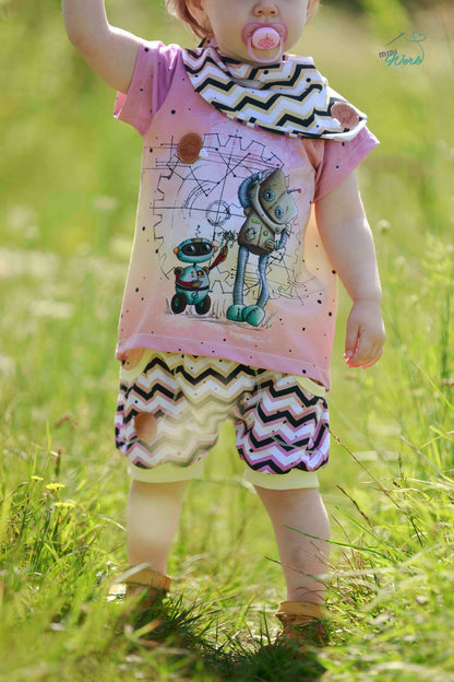 Bio-Jersey &quot;BEEP beep&quot; Verlauf gelblila 