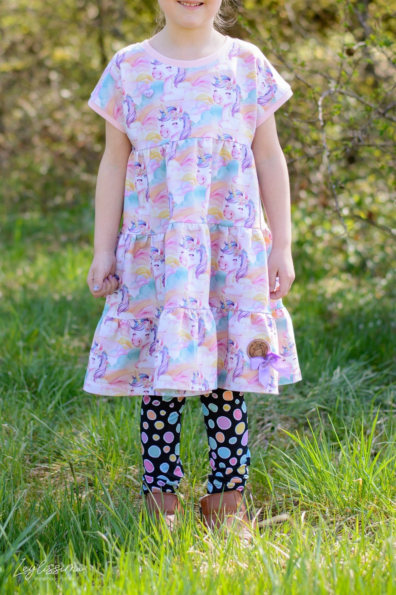 0,5m Bio-Sommersweat Unicorn Dreams Kombi Kreise dunkel