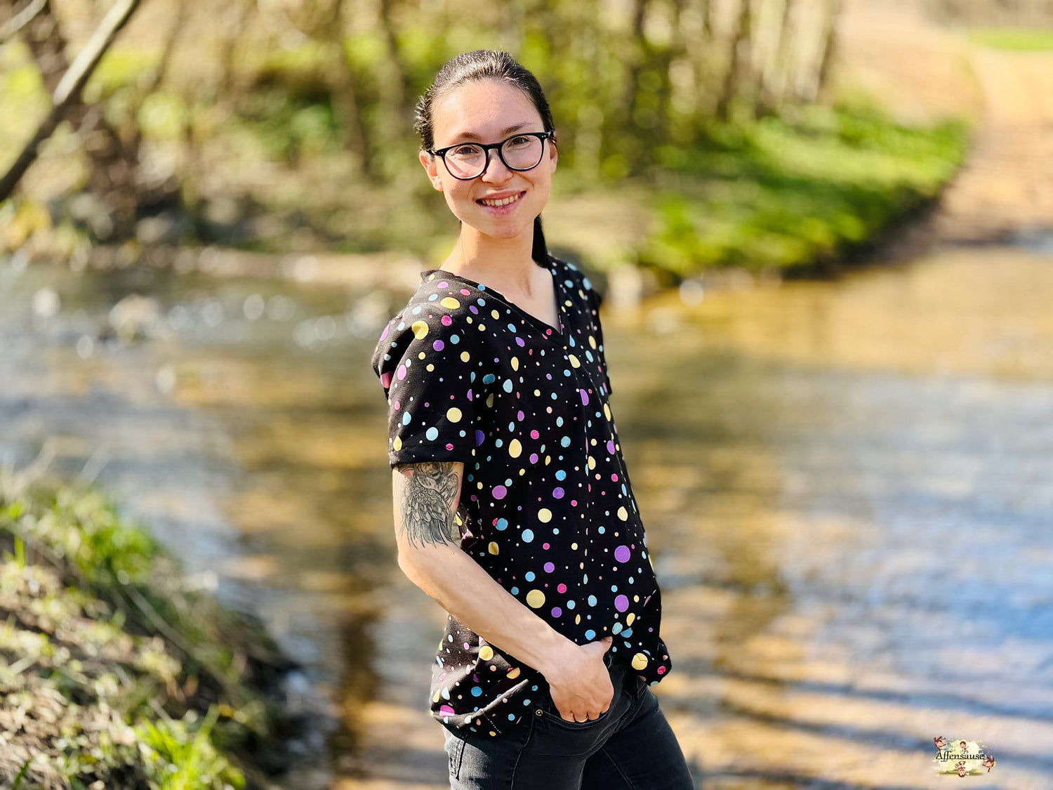 0,5m Bio-Sommersweat Unicorn Dreams Kombi Punkte dunkel