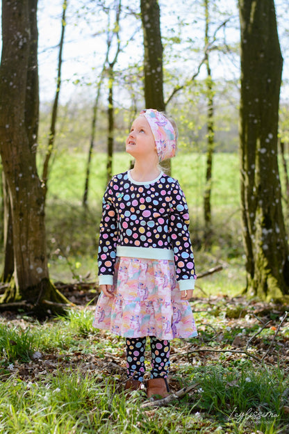 0,5m Bio-Sommersweat Unicorn Dreams Kombi Kreise dunkel