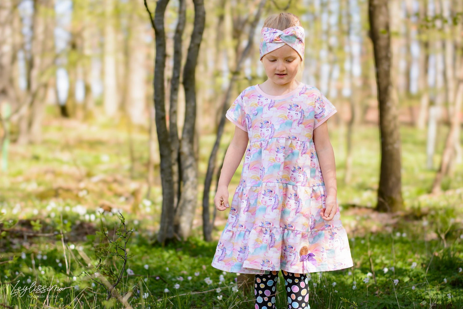 0,5m Bio-Sommersweat Unicorn Dreams Kombi Kreise dunkel