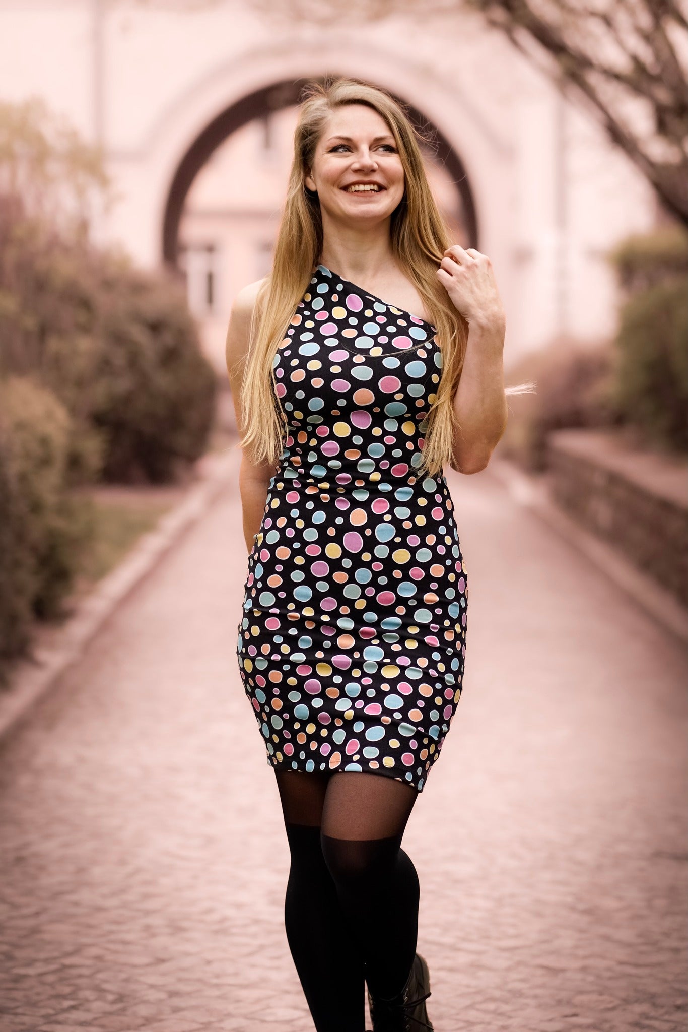 0,5m Bio-Sommersweat Unicorn Dreams Kombi Kreise dunkel