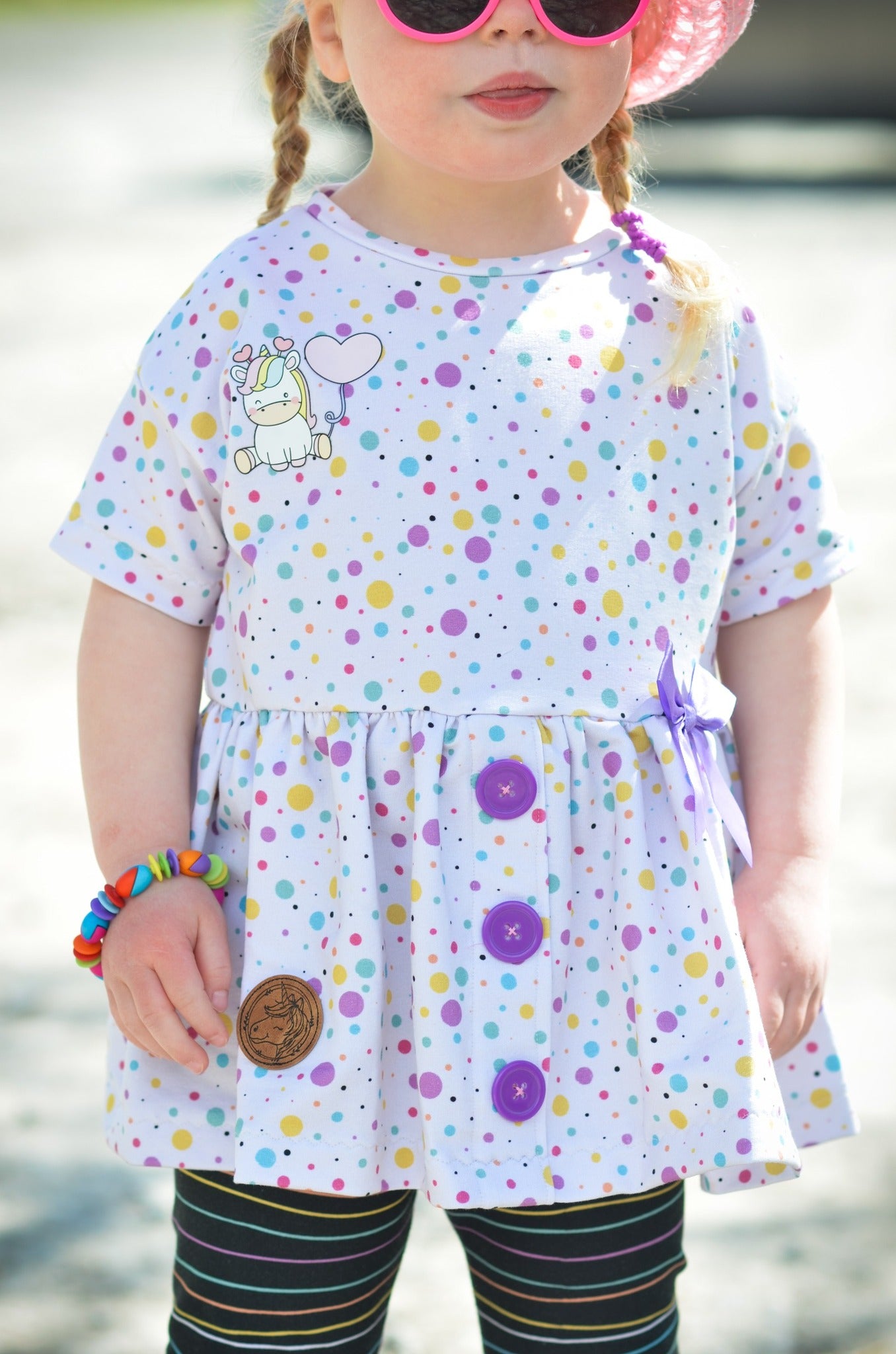 0,5m Bio-Sommersweat Unicorn Dreams Kombi Punkte hell