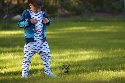 0,5m Bio-Jersey Wal blau-weiß