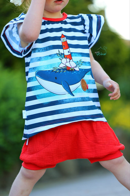 Bio-Jersey Walleuchtturm Streifen – Rapport ca. 58cm (+/- 5cm)