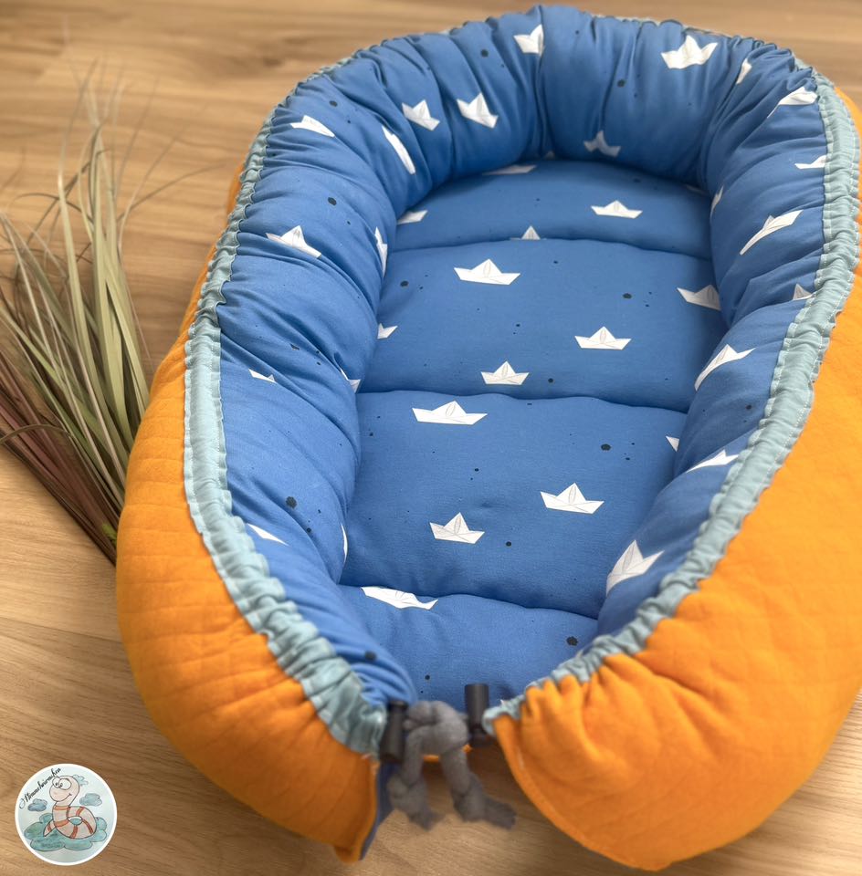 0,5m Bio-Jersey Fuchsmatrose blau Schiffchen Kombi