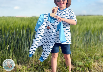 0,5m Bio-Jersey Wal blau-weiß