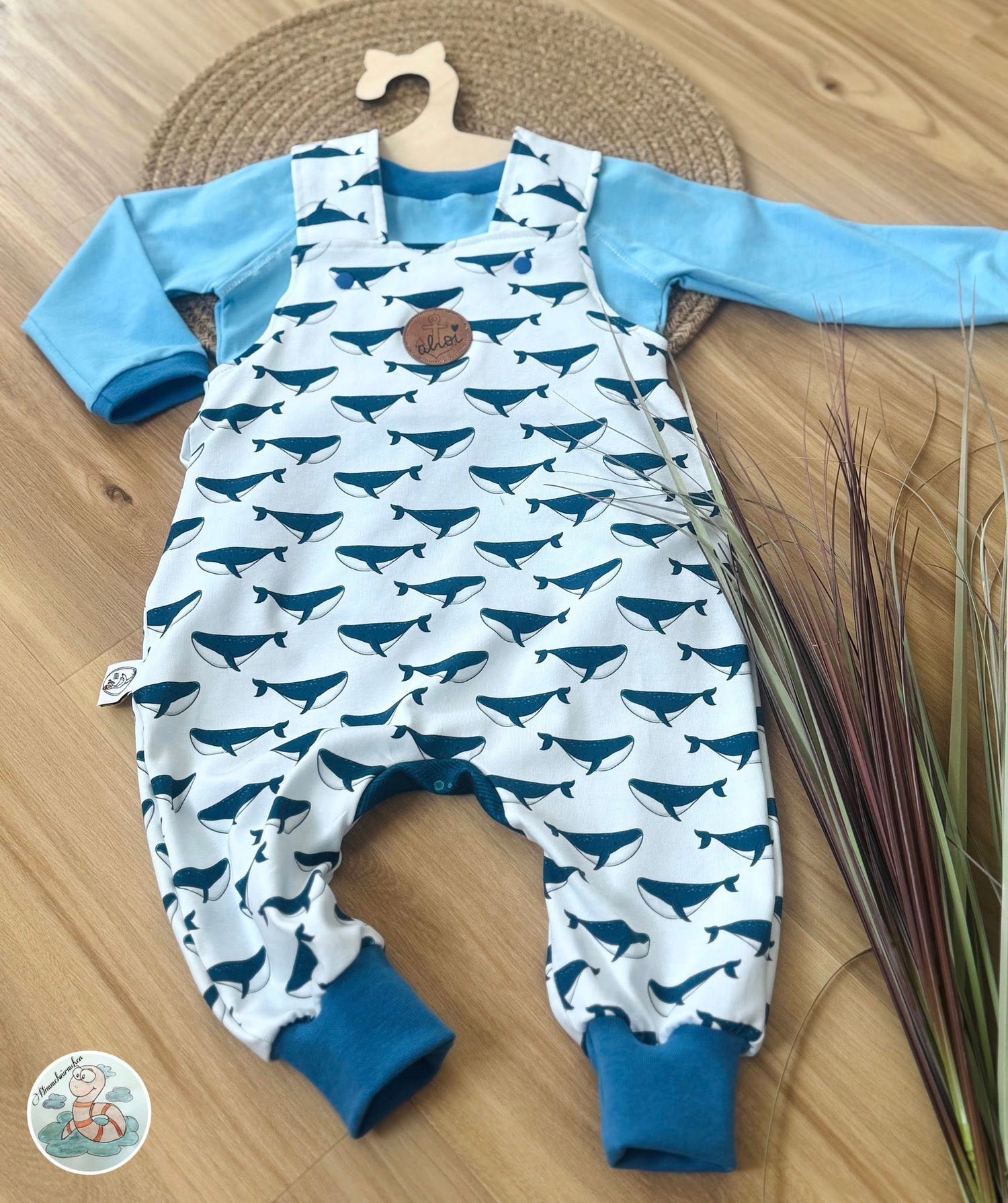 0,5m Bio-Jersey Wal blau-weiß