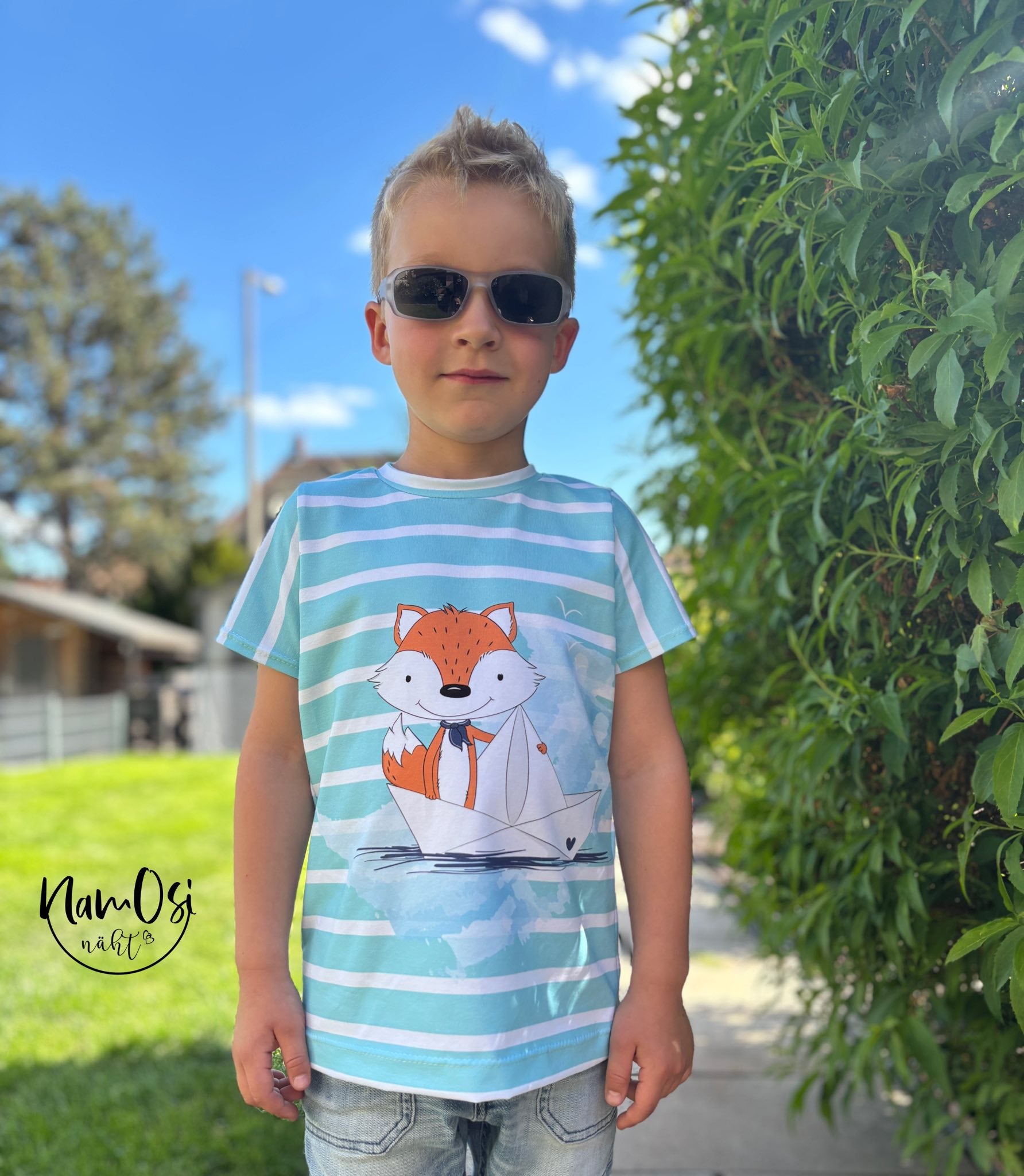 Bio-Jersey Fuchsmatrose türkis – Rapport ca. 58cm (+/- 5cm)