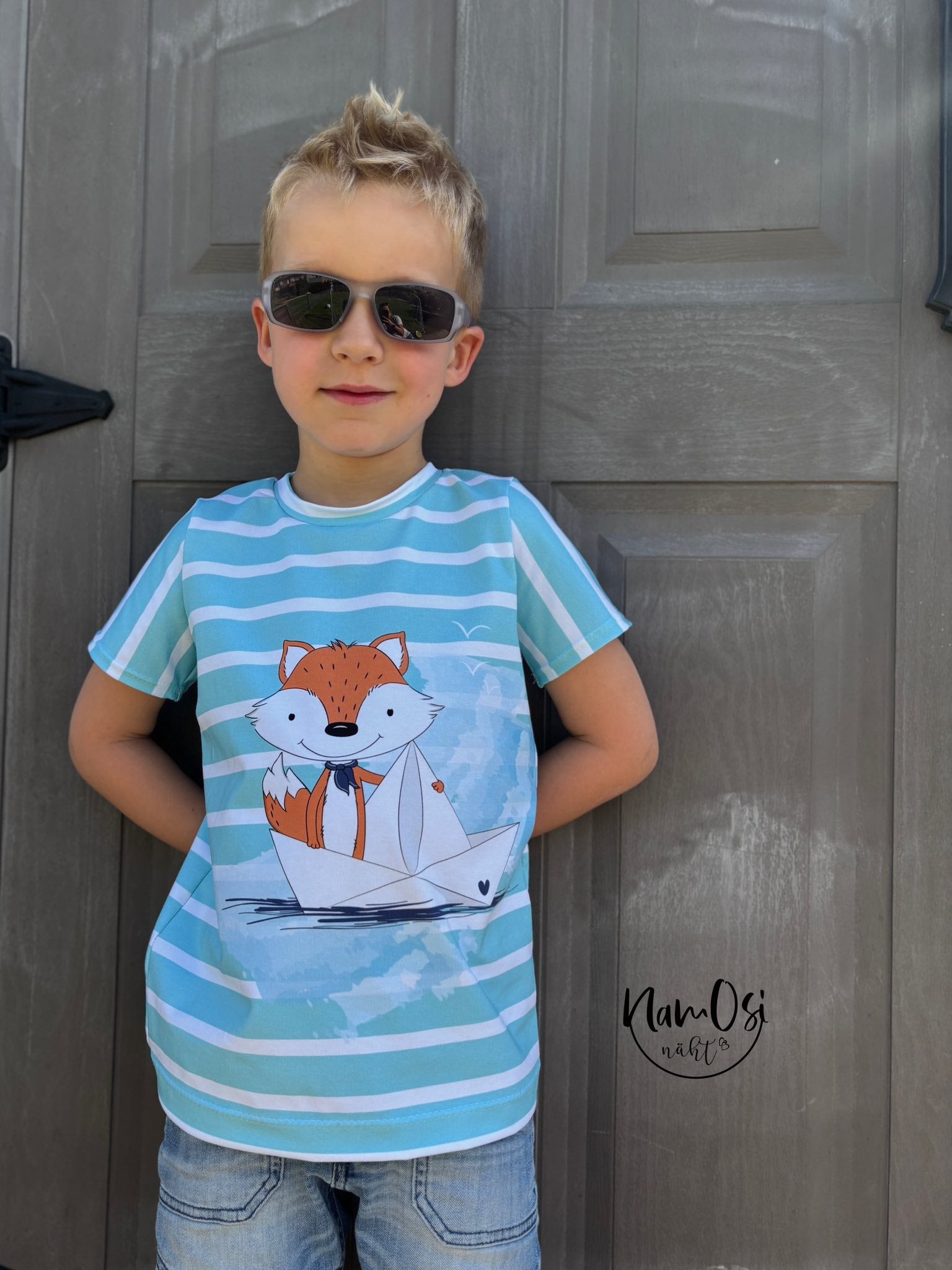 Bio-Jersey Fuchsmatrose türkis – Rapport ca. 58cm (+/- 5cm)