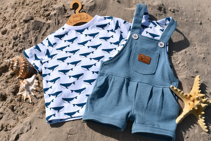 0,5m Bio-Jersey Wal blau-weiß