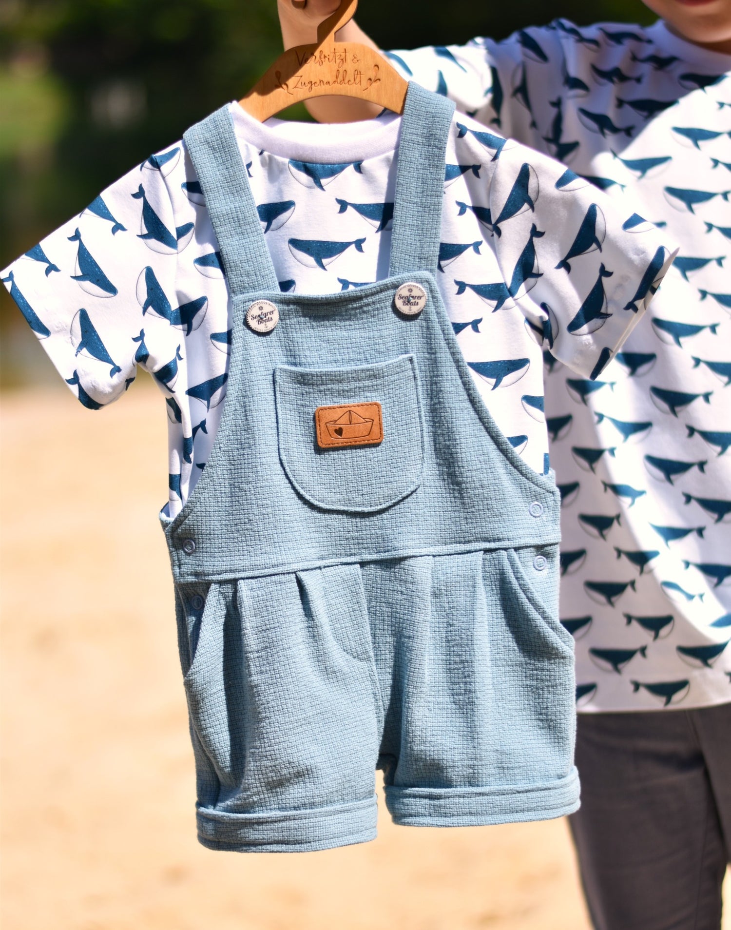 0,5m Bio-Jersey Wal blau-weiß