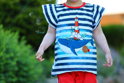 Bio-Jersey Walleuchtturm Streifen – Rapport ca. 58cm (+/- 5cm)