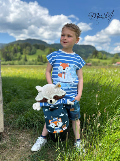 0,5m Bio-Jersey Fuchsmatrose dunkelblau Schiffchen