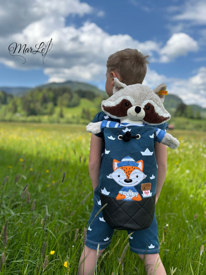 0,5m Bio-Jersey Fuchsmatrose dunkelblau Schiffchen