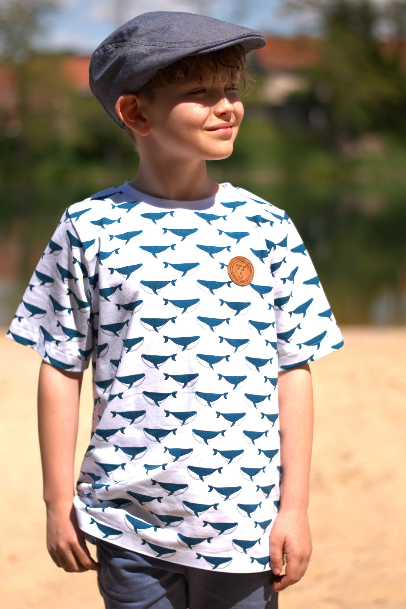 0,5m Bio-Jersey Wal blau-weiß