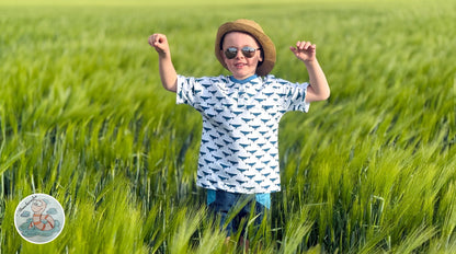 0,5m Bio-Jersey Wal blau-weiß