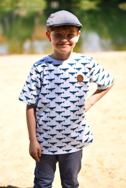 0,5m Bio-Jersey Wal blau-weiß