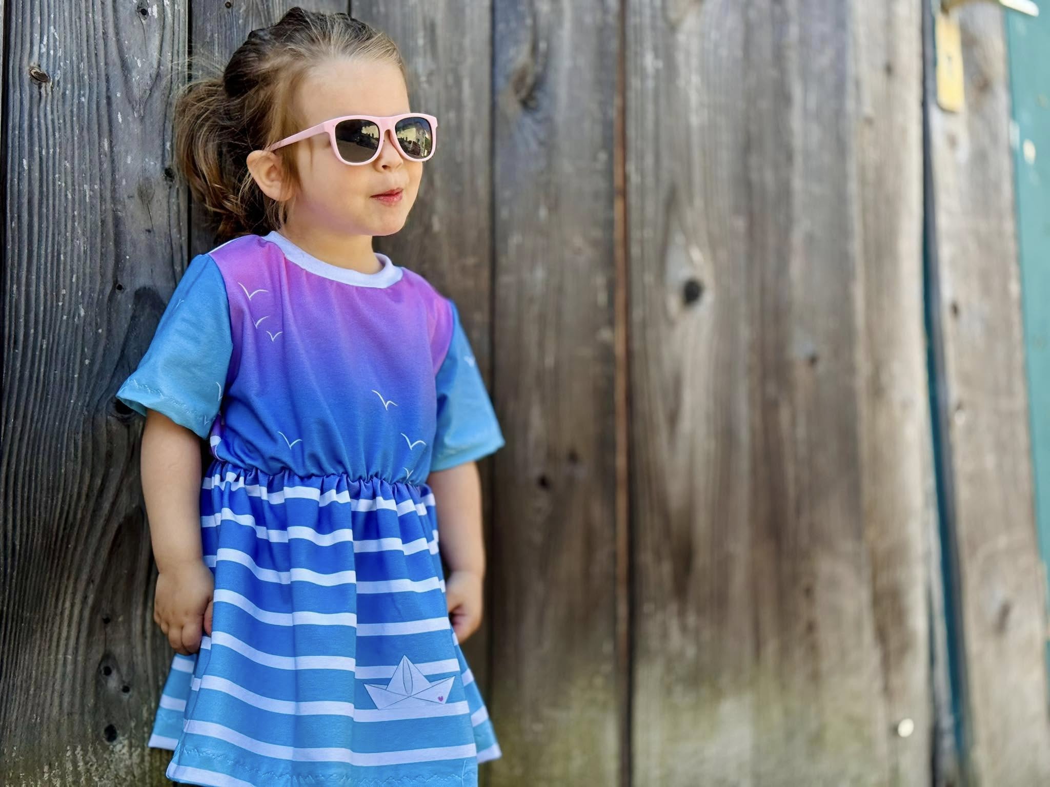 Bio-Jersey Fuchsmatrose blau-pink Streifen – Rapport ca. 58cm (+/- 5cm)