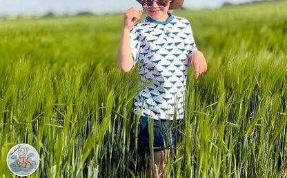 0,5m Bio-Jersey Wal blau-weiß